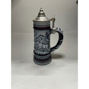 Vintage 1976 Avon Blue & White "Wildlife" Beer Stein - Handcrafted in Brazil
